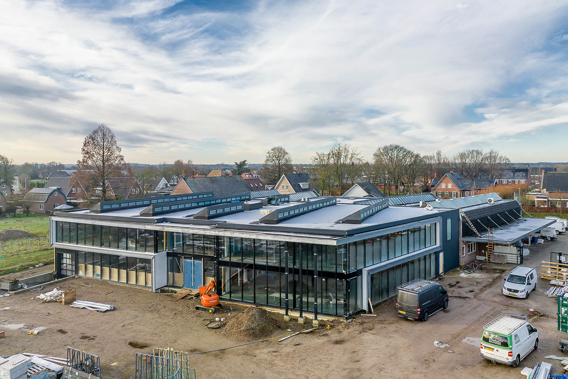 Dronefoto nieuwbouw Hek Badkamers Woudenberg